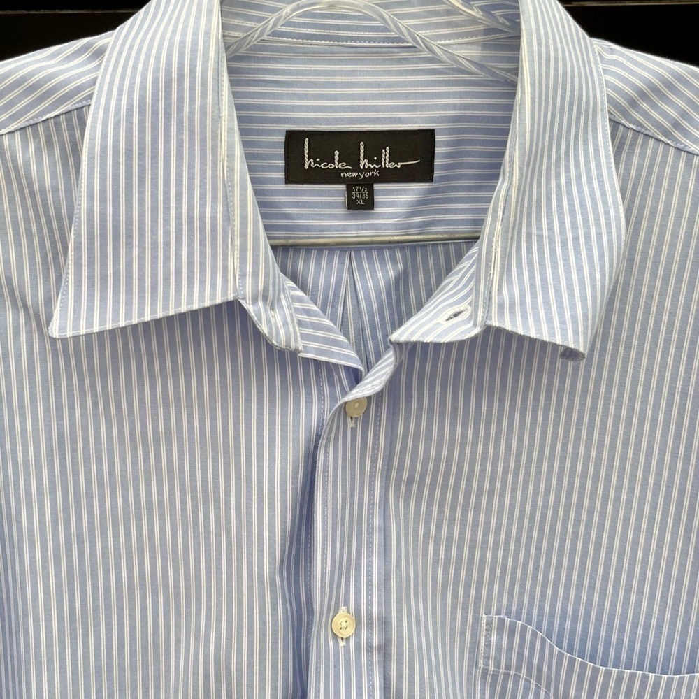 Nicole Miller Striped Button Down Dress Shirt XL